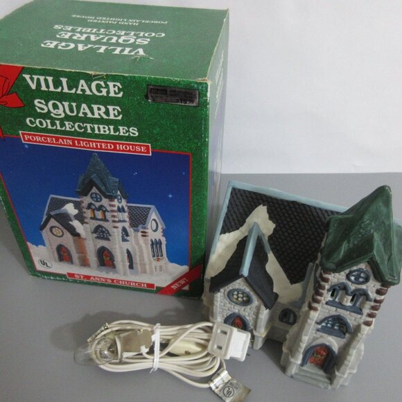 Victorian Village Collectibles St Ann's Church Porcelain Lighted Hand Painted - Picture 4 of 5